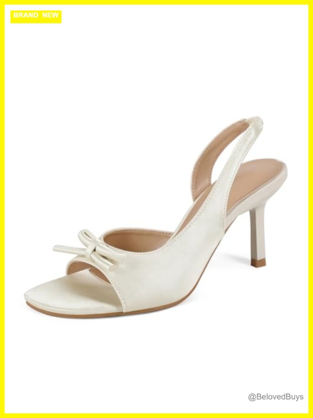 Womens Square Toe Heeled Sandals Slip On Slingback Bow Knot Satin Dress Shoes